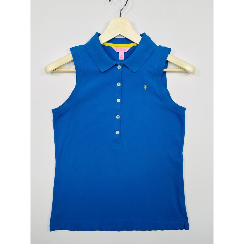 Lilly Pulitzer Sleeveless Polo Short Bright Blue Sz Small